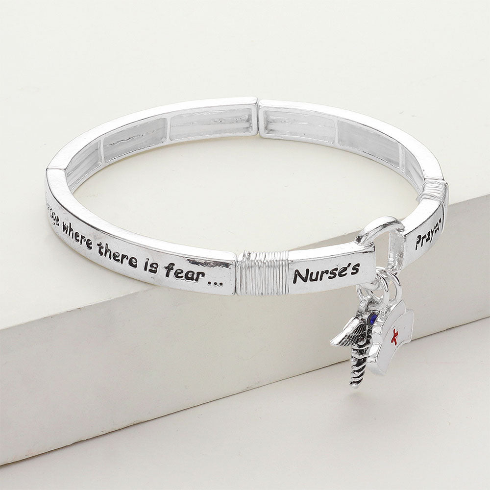 iLLASPARKZ NURSES PRAYER Message Stretch Charm Bracelet