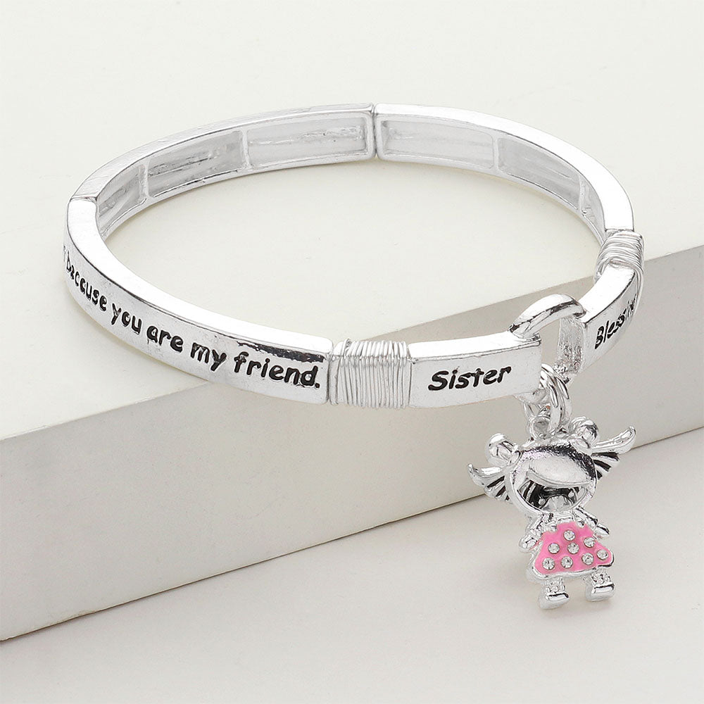 iLLASPARKZ SISTERS BLESSING Message Stretch Charm Bracelet