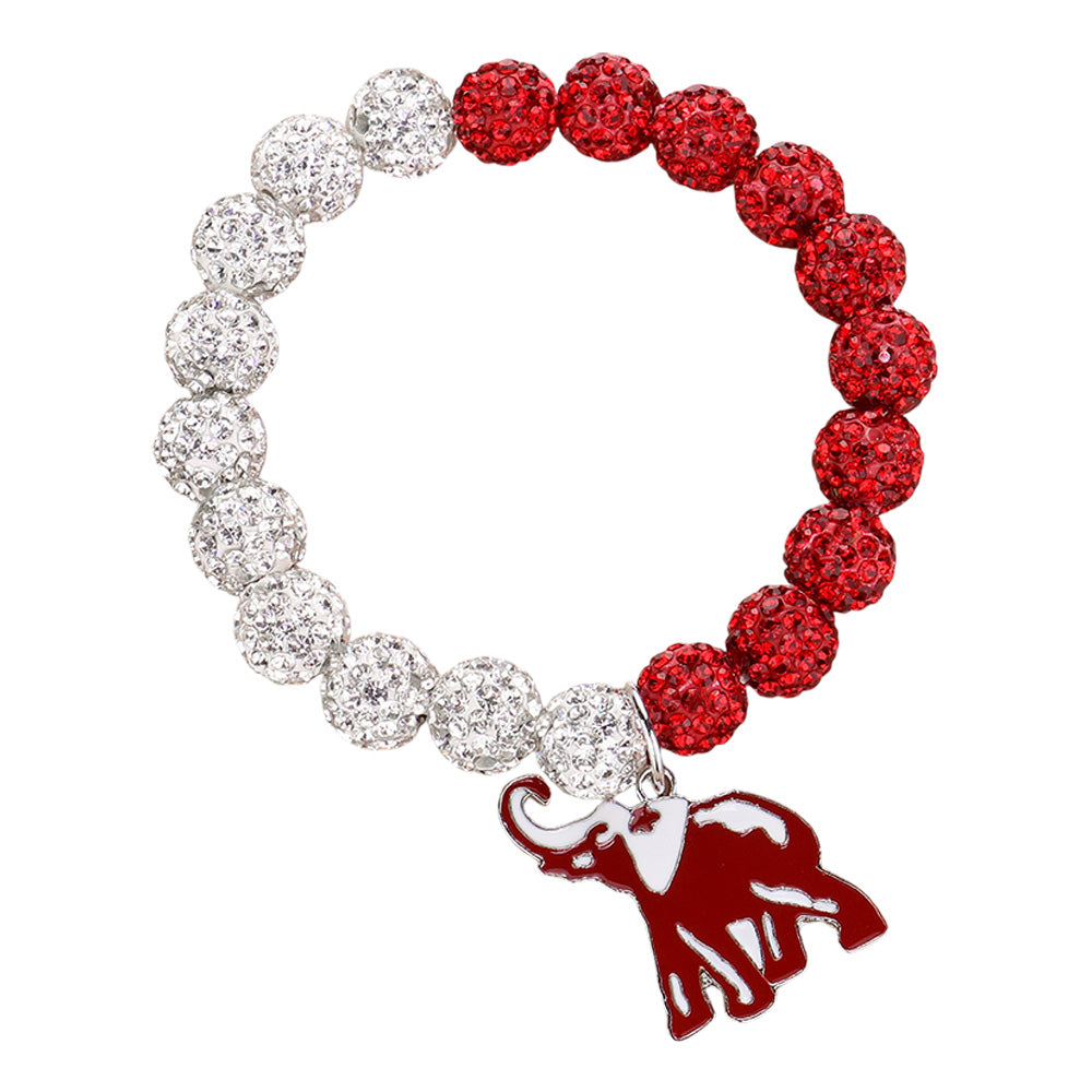 iLLASPARKZ Elephant Charm Pointed Shamballa Ball Beaded Stretch Bracelet