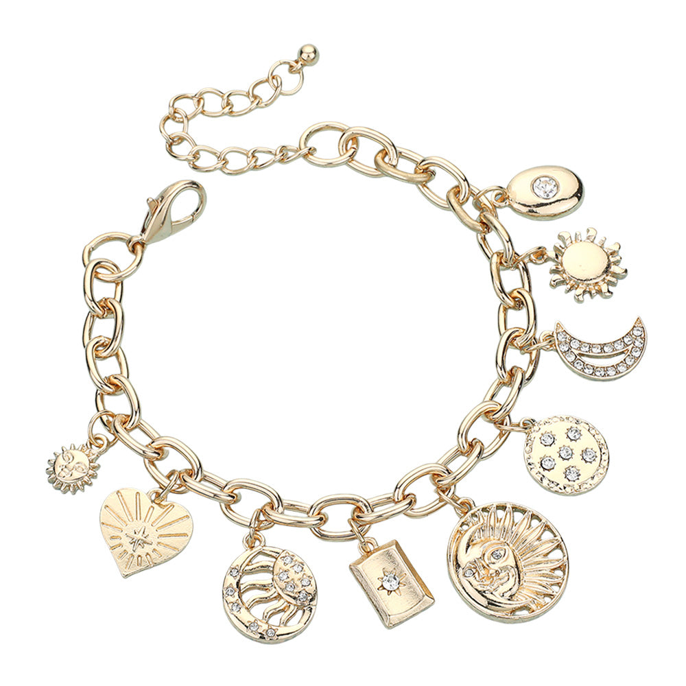 iLLASPARKZ Heart Moon Zodiac Charm Station Bracelet