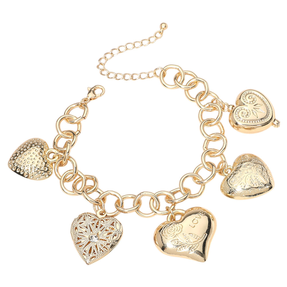 iLLASPARKZ Heart Locket Metal Heart Charm Station Chain Bracelet