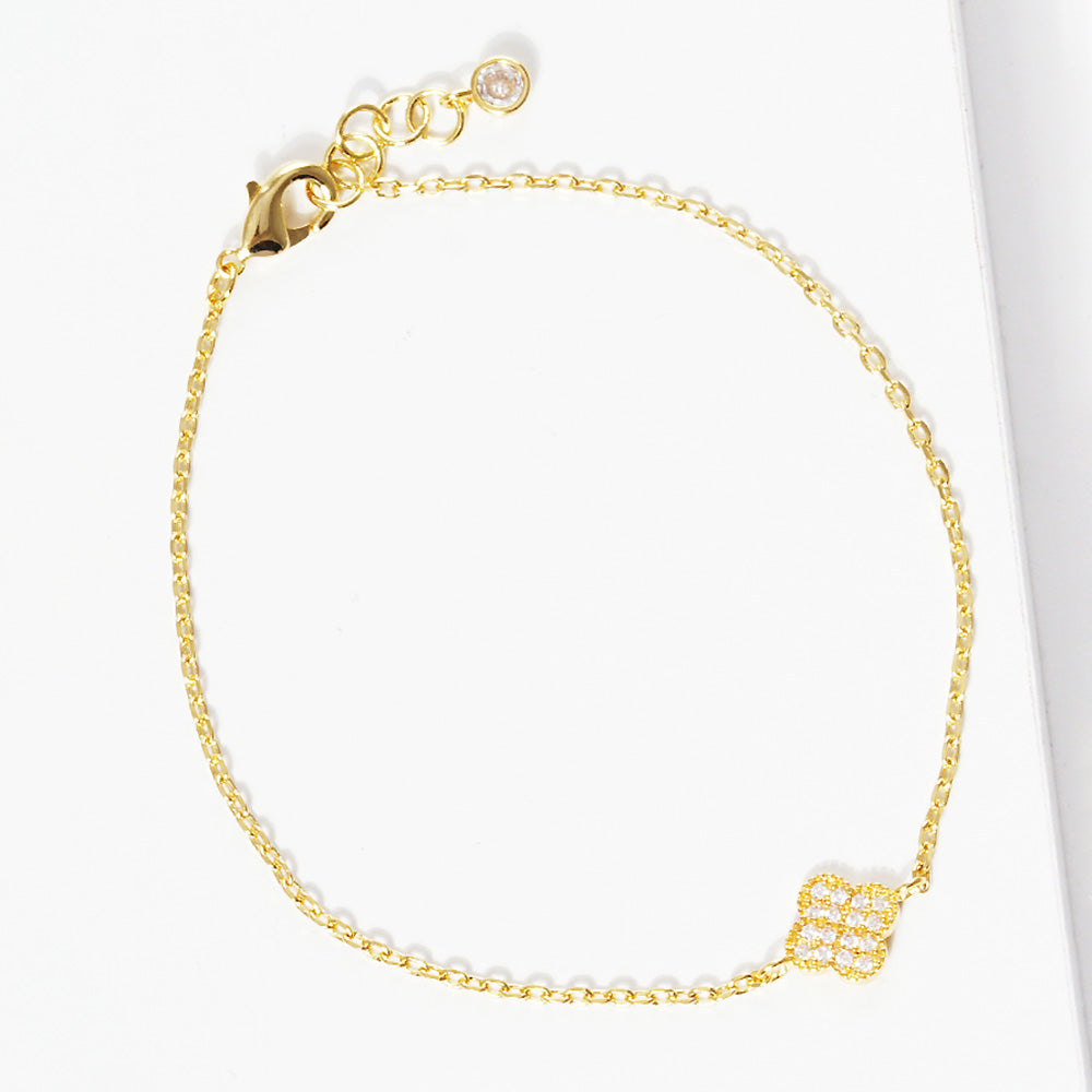 iLLASPARKZ Gold Dipped CZ Quatrefoil Charm Bracelet