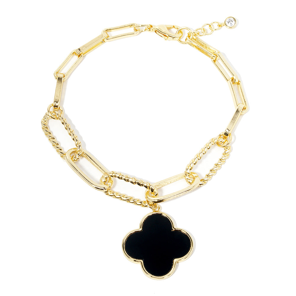 iLLASPARKZ Gold Dipped Quatrefoil Charm Bracelet