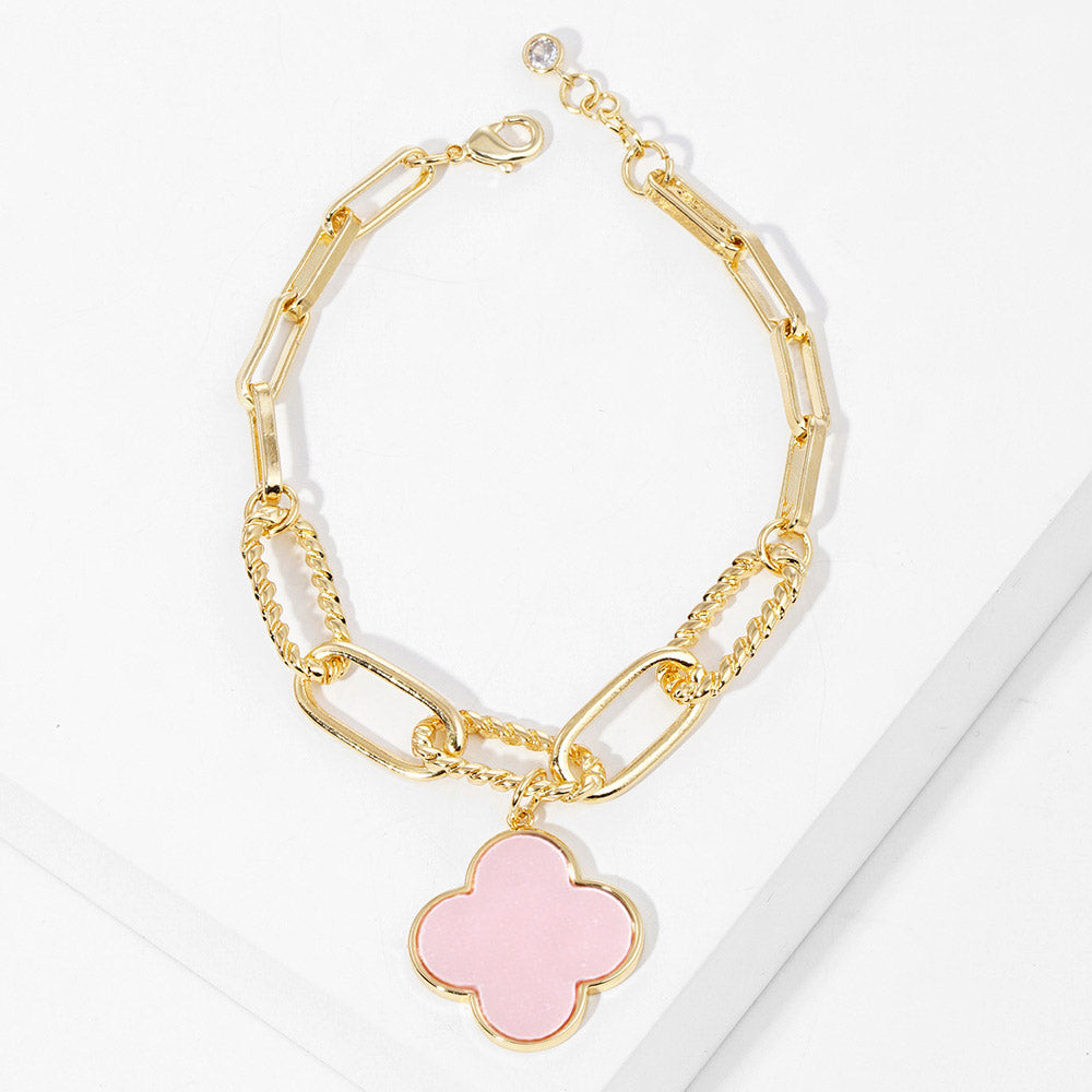 iLLASPARKZ Gold Dipped Quatrefoil Charm Bracelet