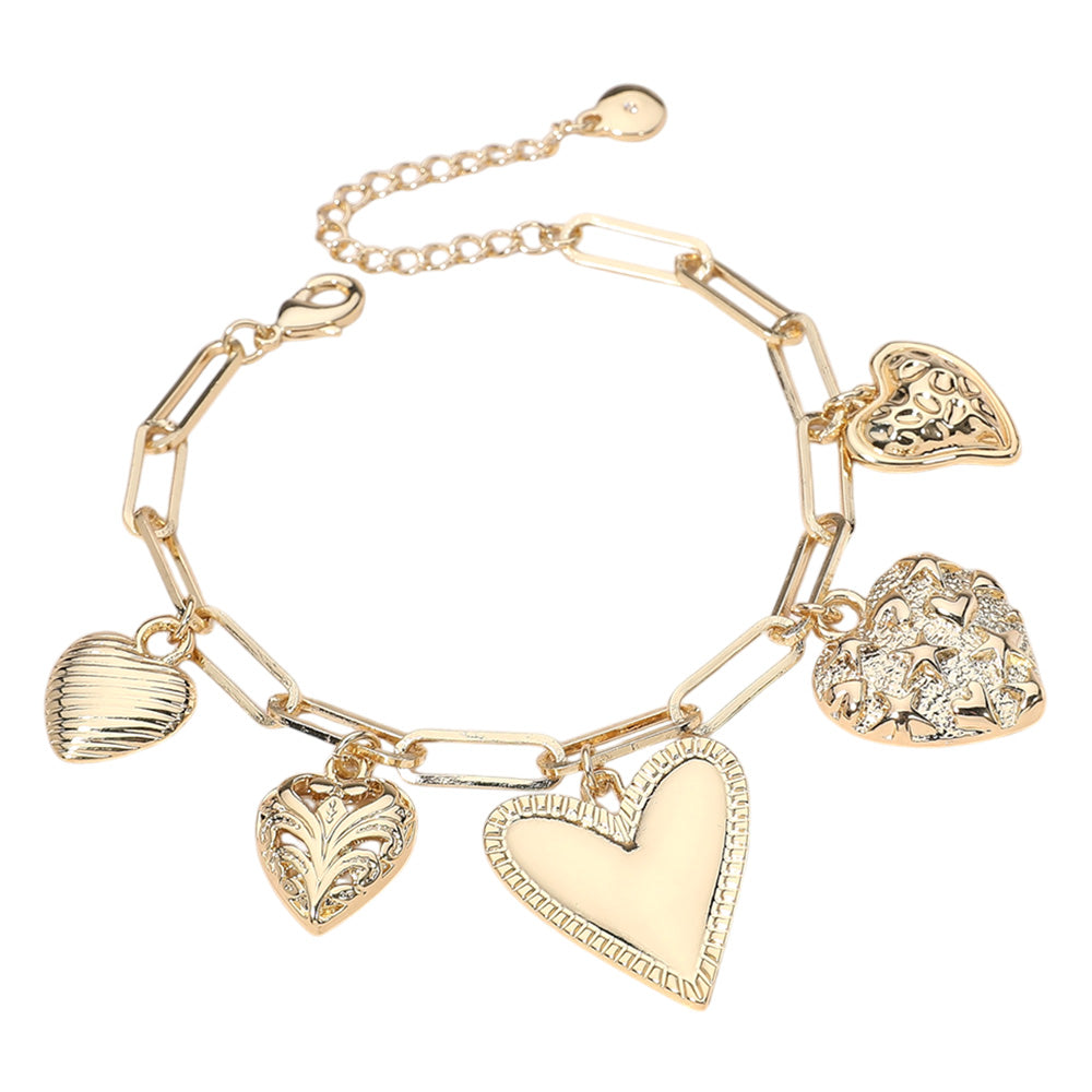 iLLASPARKZ Metal Heart Charm Station Paperclip Chain Bracelet