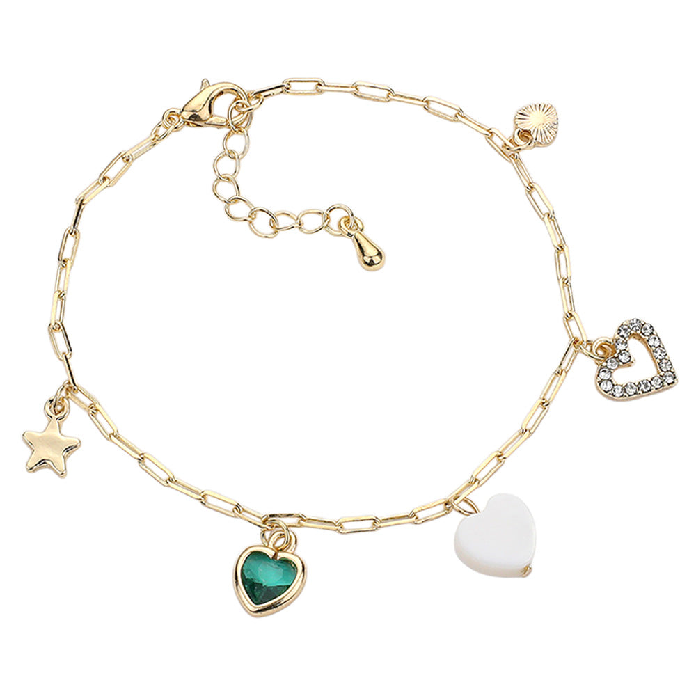 iLLASPARKZ Star Heart Stone Charm Station Bracelet