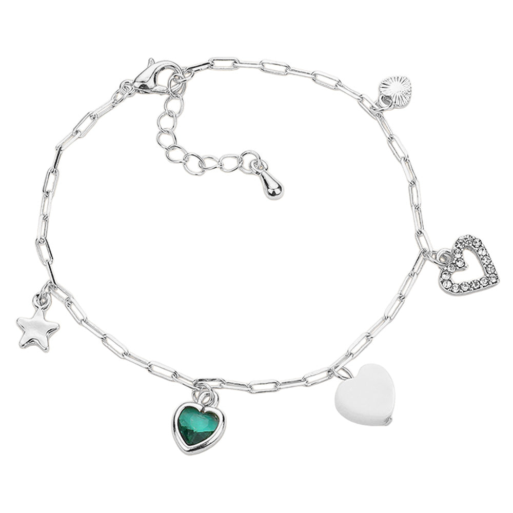 iLLASPARKZ Star Heart Stone Charm Station Bracelet