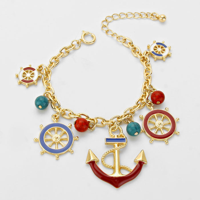 iLLASPARKZ Nautical Anchor & Helm Charm Bracelet