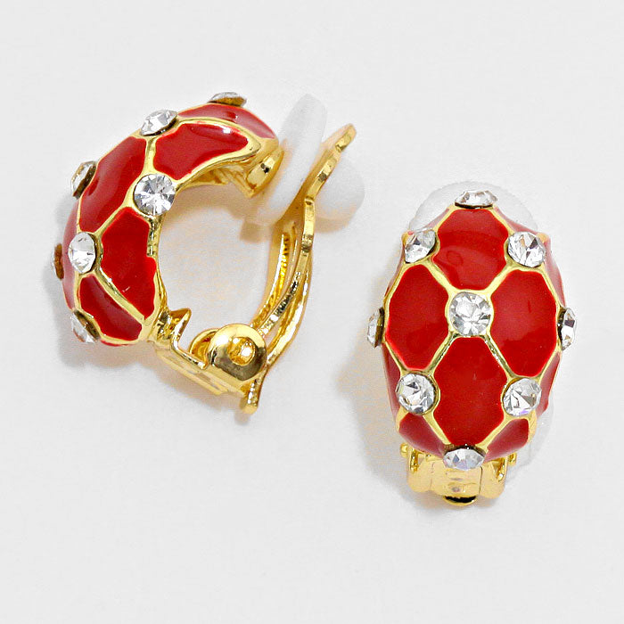 iLLASPARKZ Oval Dome Honeycomb Clip on Earrings