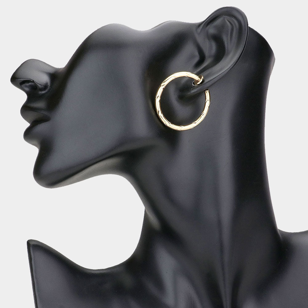 iLLASPARKZ Hypoallergenic Textured Metal Clip On Hoop Earrings