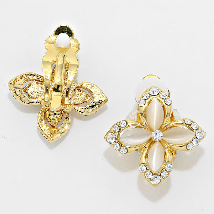 iLLASPARKZ Crystal Trimmed Flower Clip On Earrings