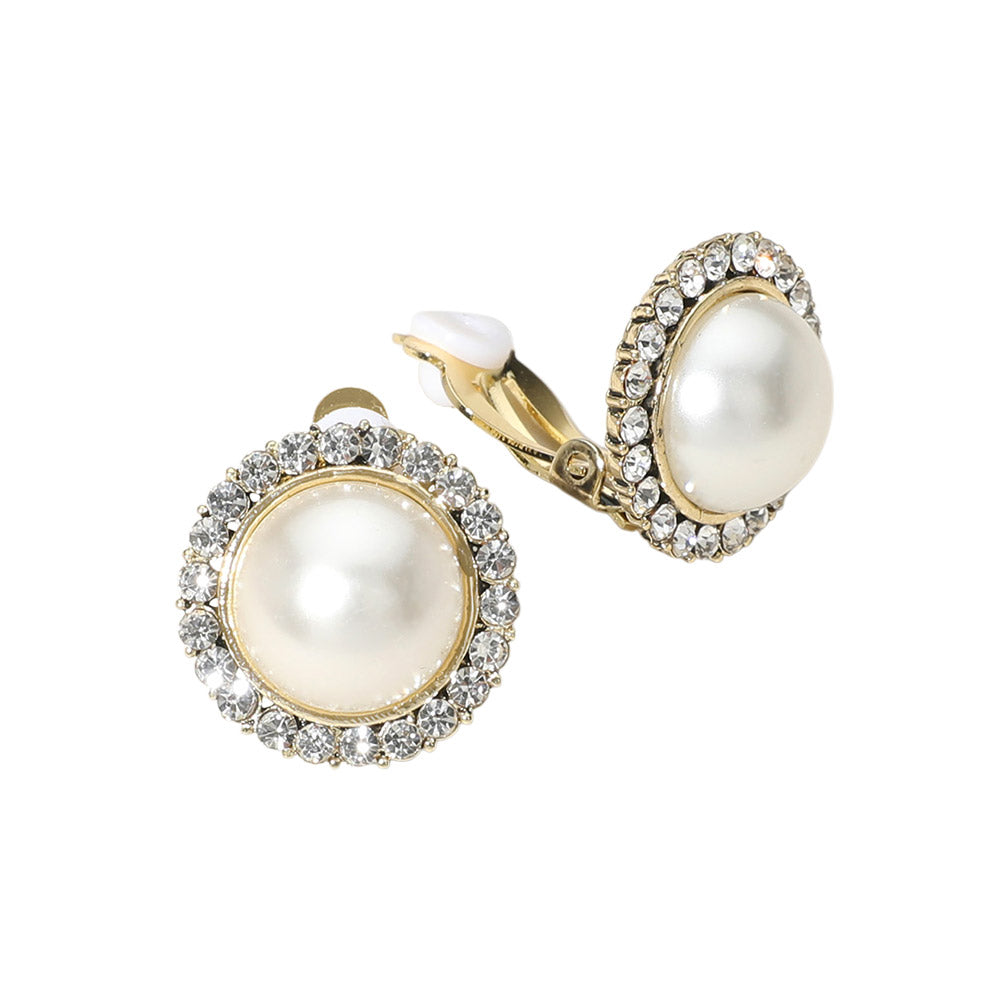 iLLASPARKZ Stone Around Pearl Clip On Earrings