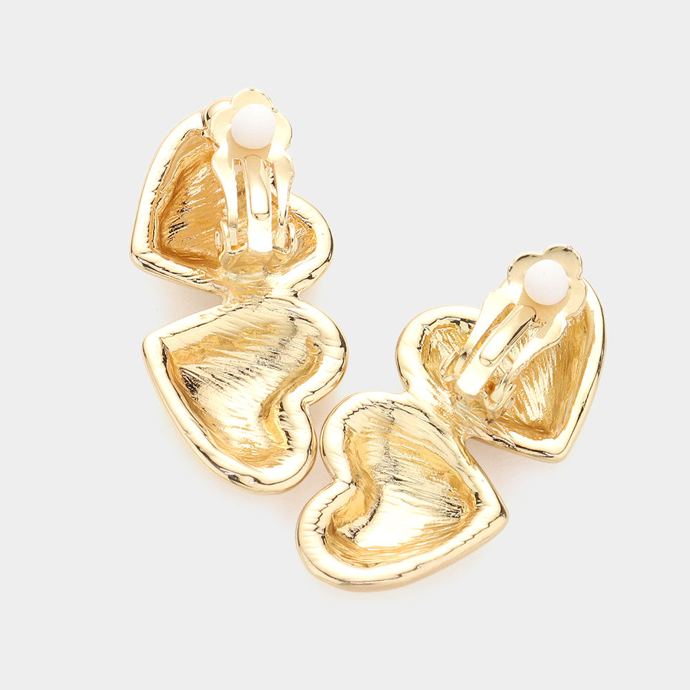 iLLASPARKZ Double Metal Heart Clip on Earrings