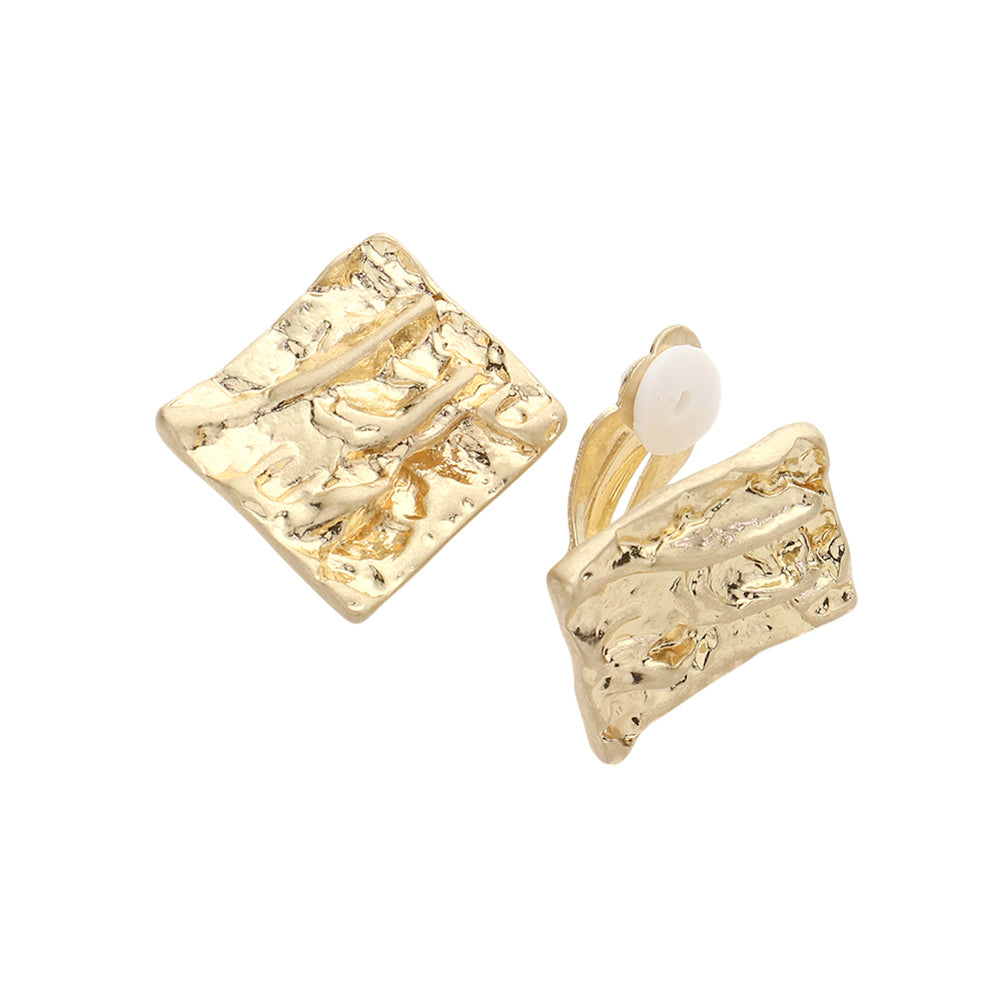 iLLASPARKZ Textured Metal Rhombus Clip On Earrings