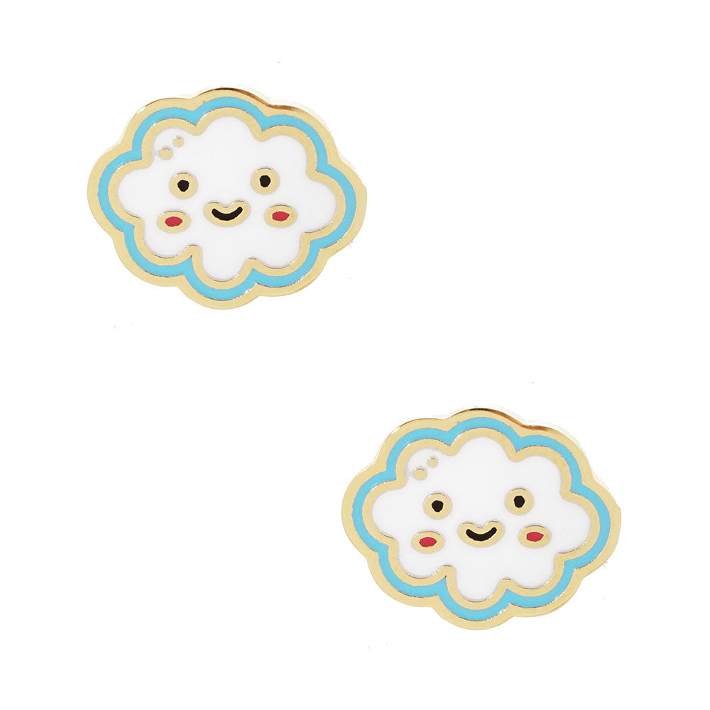 iLLASPARKZ Gold Dipped Enamel Cloud Clip on Kids Earrings