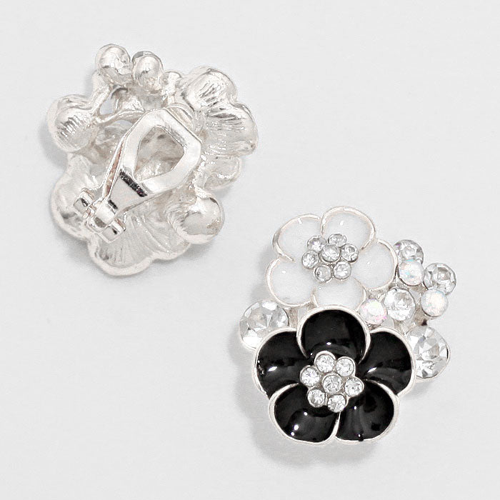 iLLASPARKZ Bubble Crystal Flower Clip on Earrings