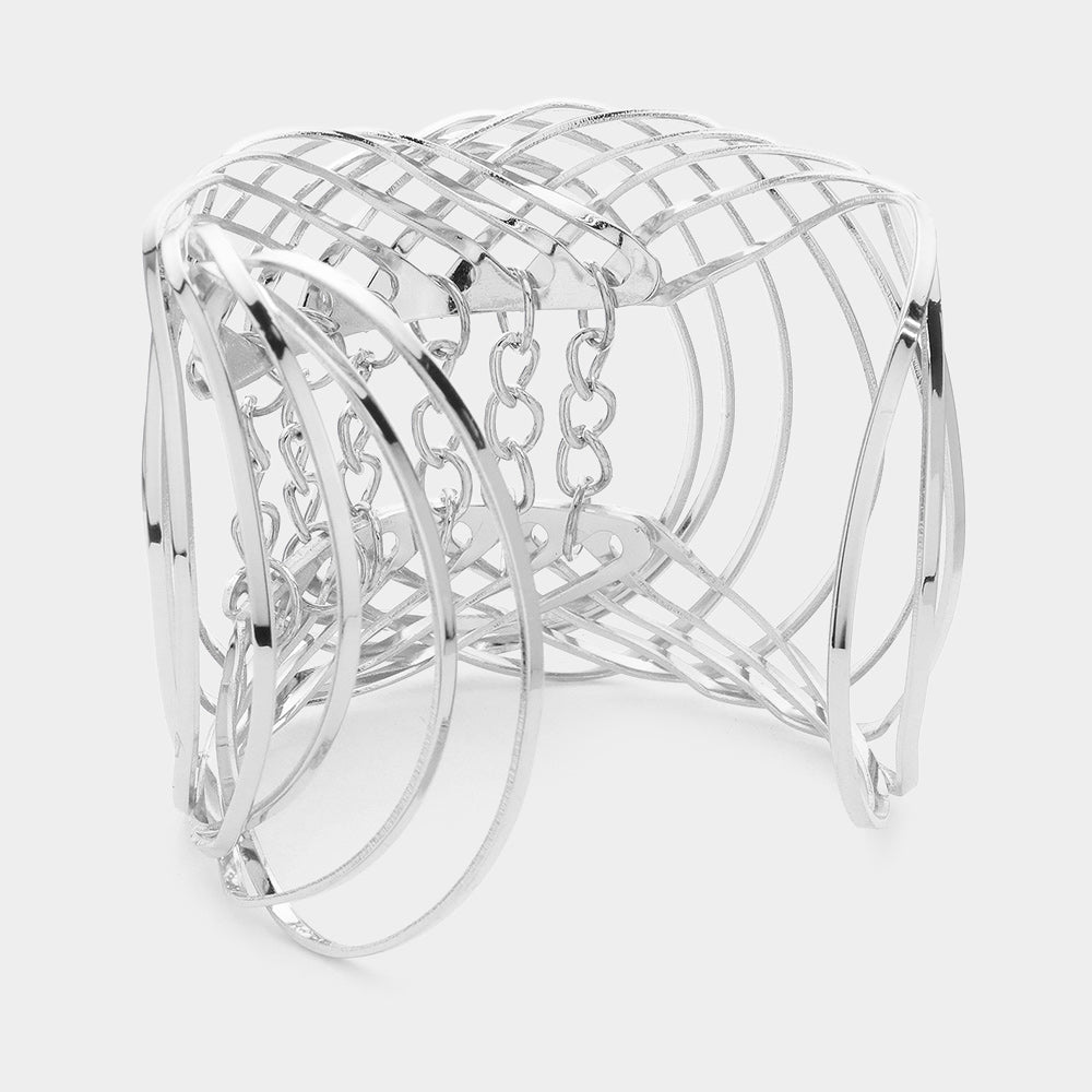 iLLASPARKZ Metal Chain Pointed Wire Cuff Bracelet