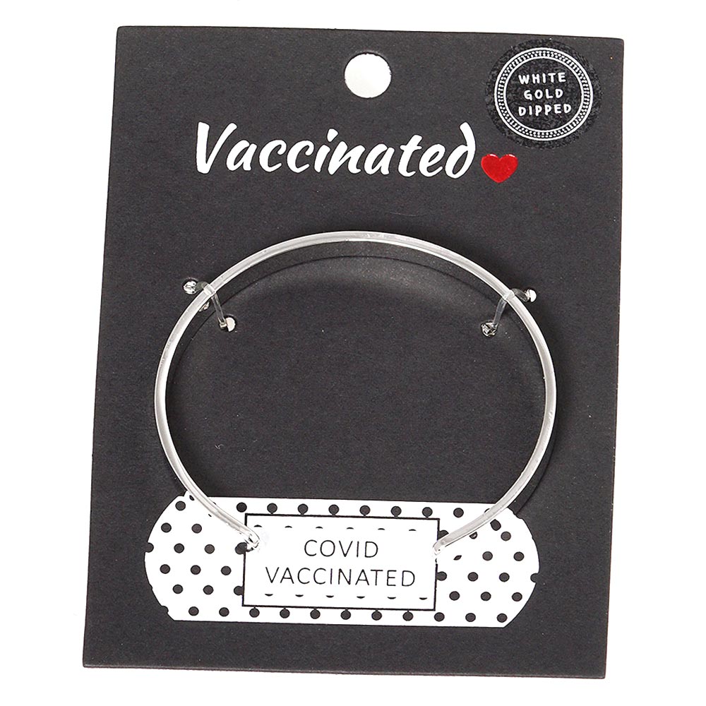 iLLASPARKZ Covid Vaccinated White Gold Dipped Message Bracelet