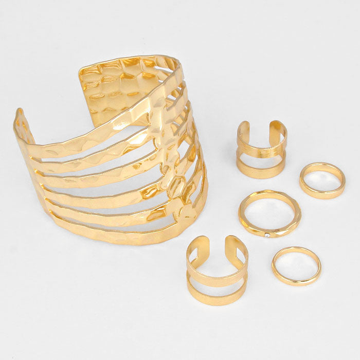 iLLASPARKZ Metal Cut Out Cuff Bracelet With Rings