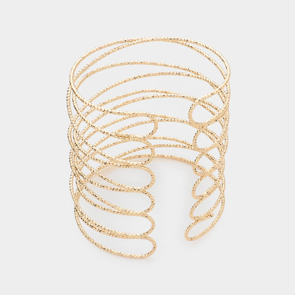 iLLASPARKZ Brass Metal Crossed Cage Cuff Bracelet