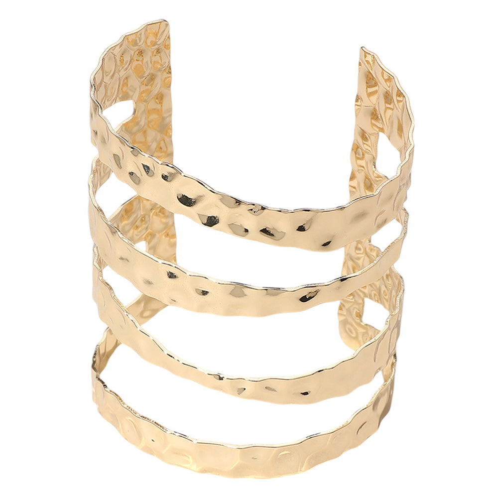 iLLASPARKZ Hammered Metal Wide Split Cuff Bracelet