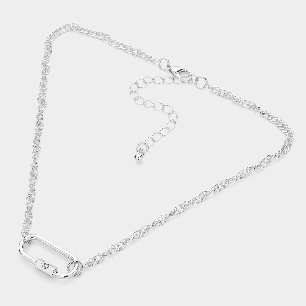 iLLASPARKZ Stone Pointed Carabiner Pendant Choker Necklace