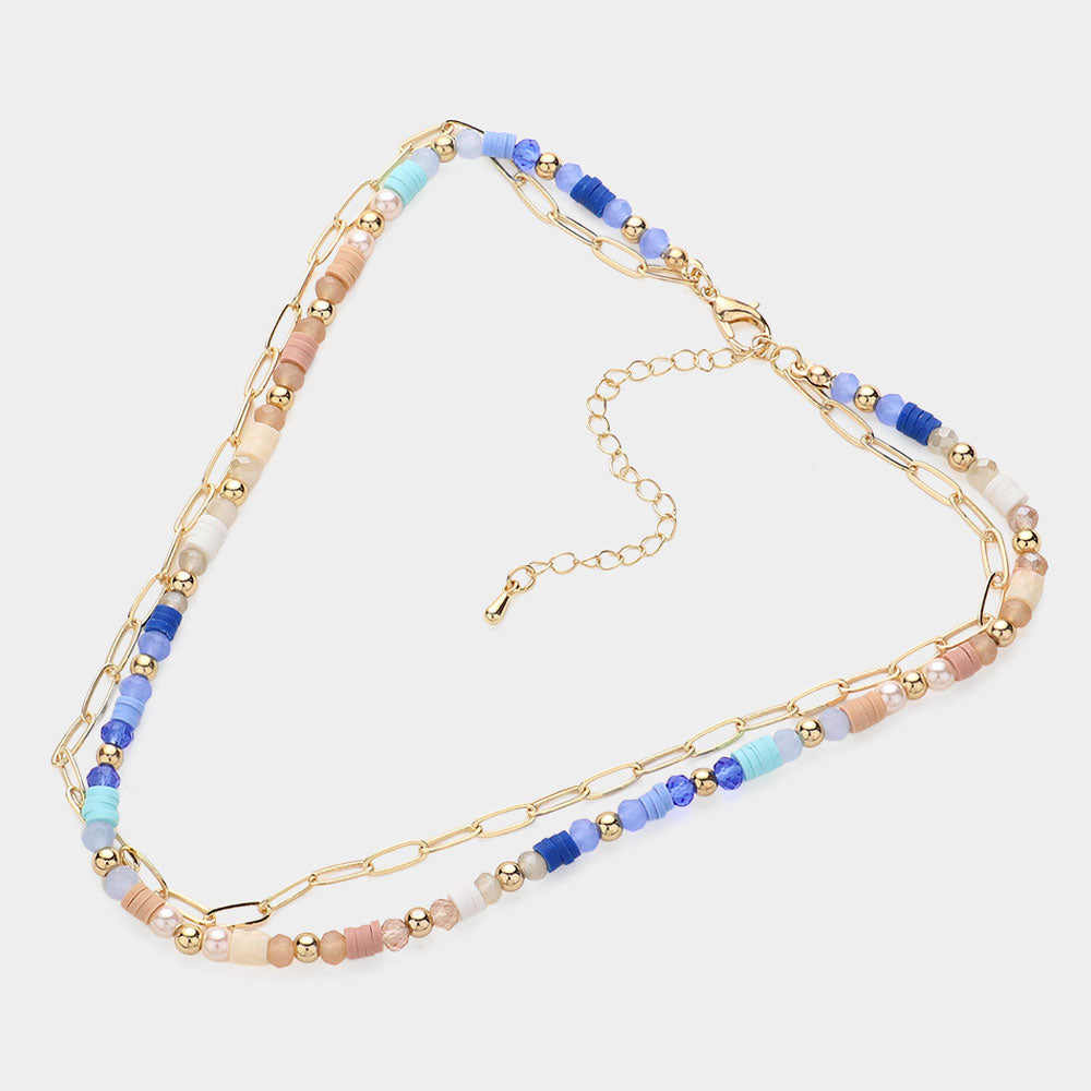 iLLASPARKZ Faceted Heishi Beaded Double Layered Necklace