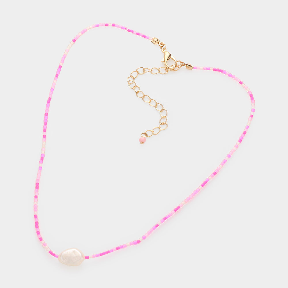 iLLASPARKZ Pearl Accented Beaded Choker Necklace