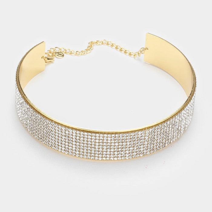 iLLASPARKZ Crystal banded metal choker necklace