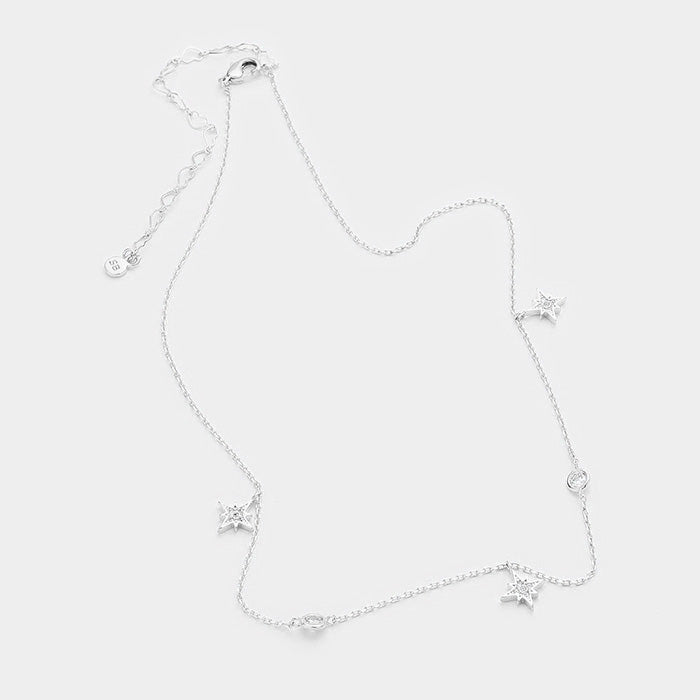 iLLASPARKZ Secret Box _ Sterling Silver Dipped CZ North Star Necklace