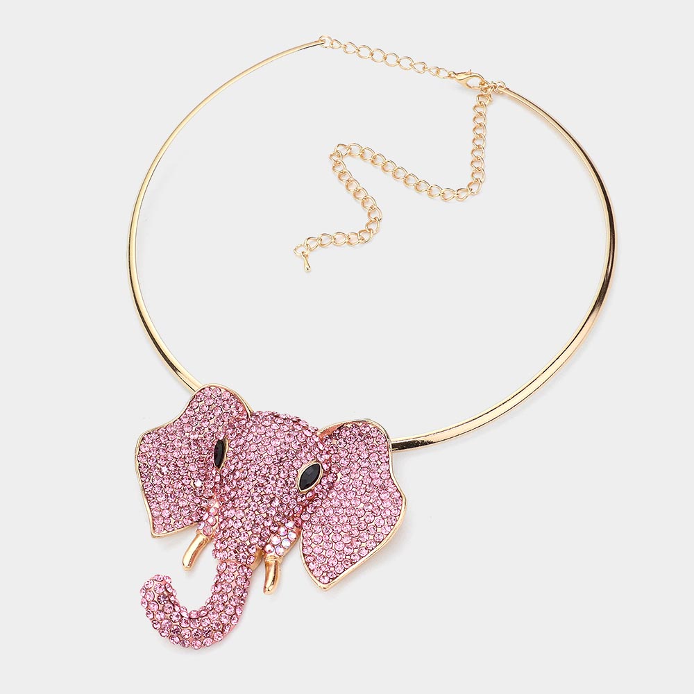 iLLASPARKZ Rhinestone Pave Elephant Choker Necklace