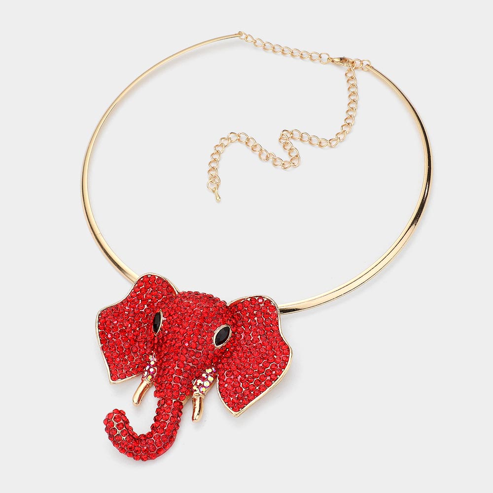 iLLASPARKZ Rhinestone Pave Elephant Choker Necklace