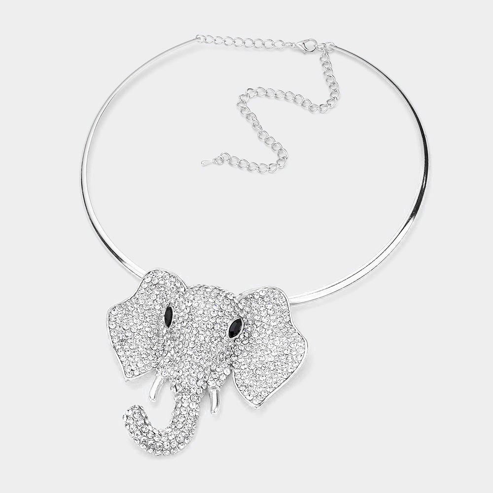 iLLASPARKZ Rhinestone Pave Elephant Choker Necklace