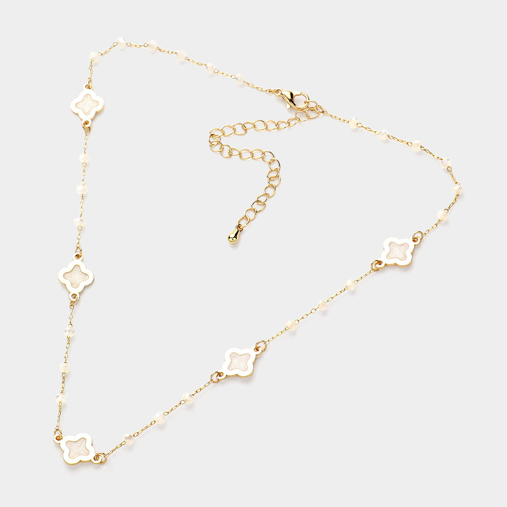 iLLASPARKZ Mother Of Pearl Quatrefoil Station Choker Necklace