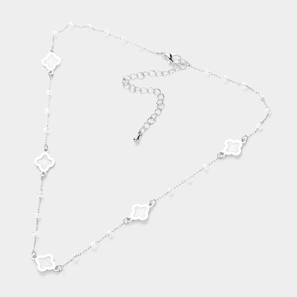 iLLASPARKZ Mother Of Pearl Quatrefoil Station Choker Necklace