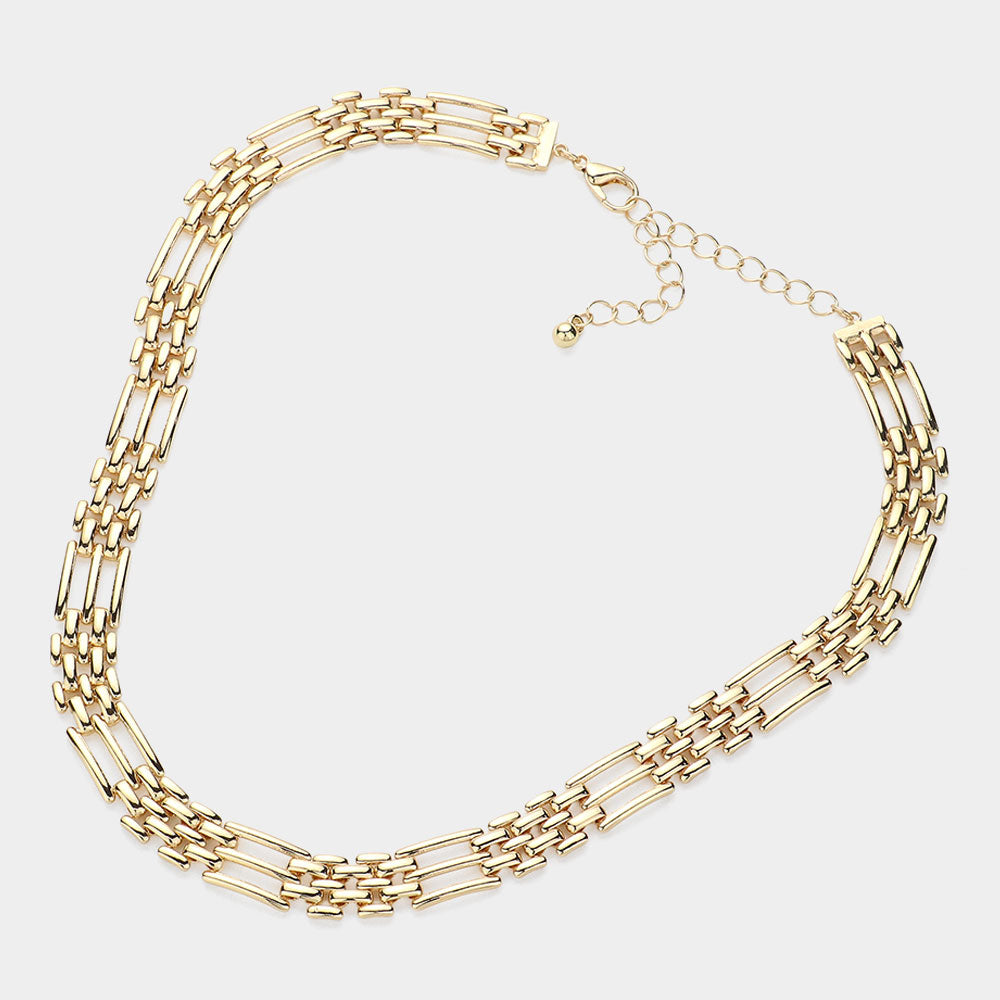 iLLASPARKZ Abstract Brass Metal Choker Necklace