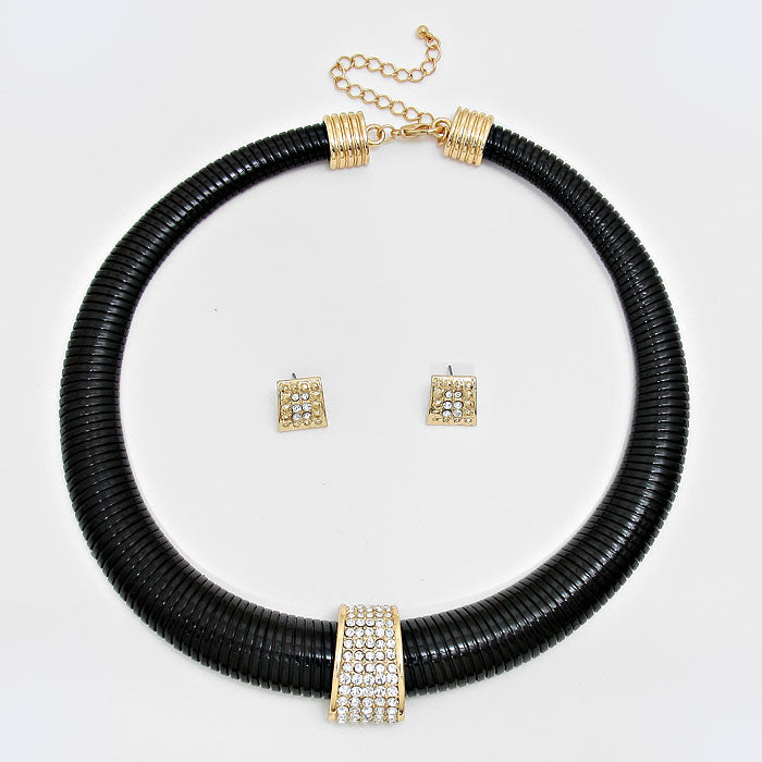 iLLASPARKZ Crystal Pave Tube Accented Omega Choker Necklace