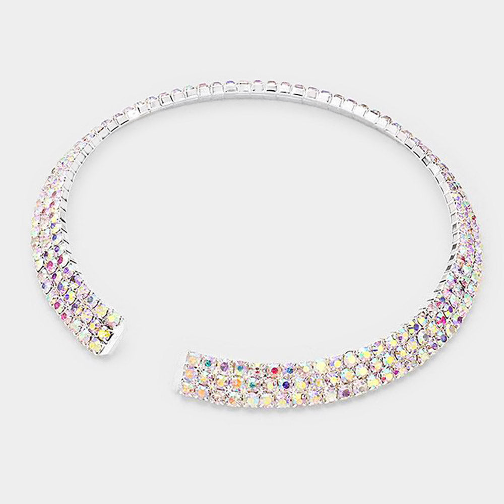 iLLASPARKZ 3Rows Rhinestone Open Choker Necklace