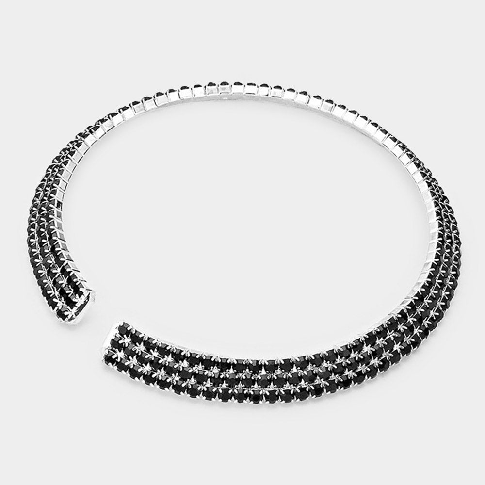 iLLASPARKZ 3Rows Rhinestone Open Choker Necklace