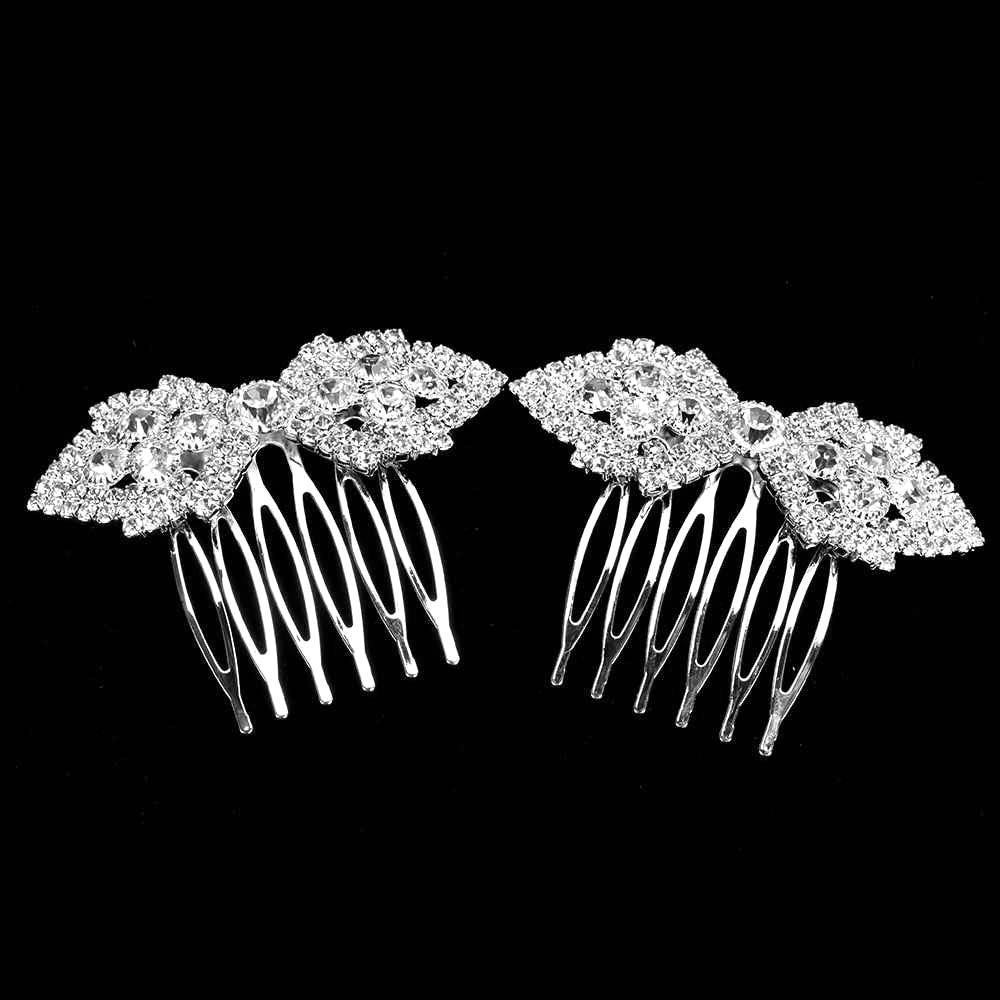 iLLASPARKZ 2PCS - Rhinestone Bow Hair Combs