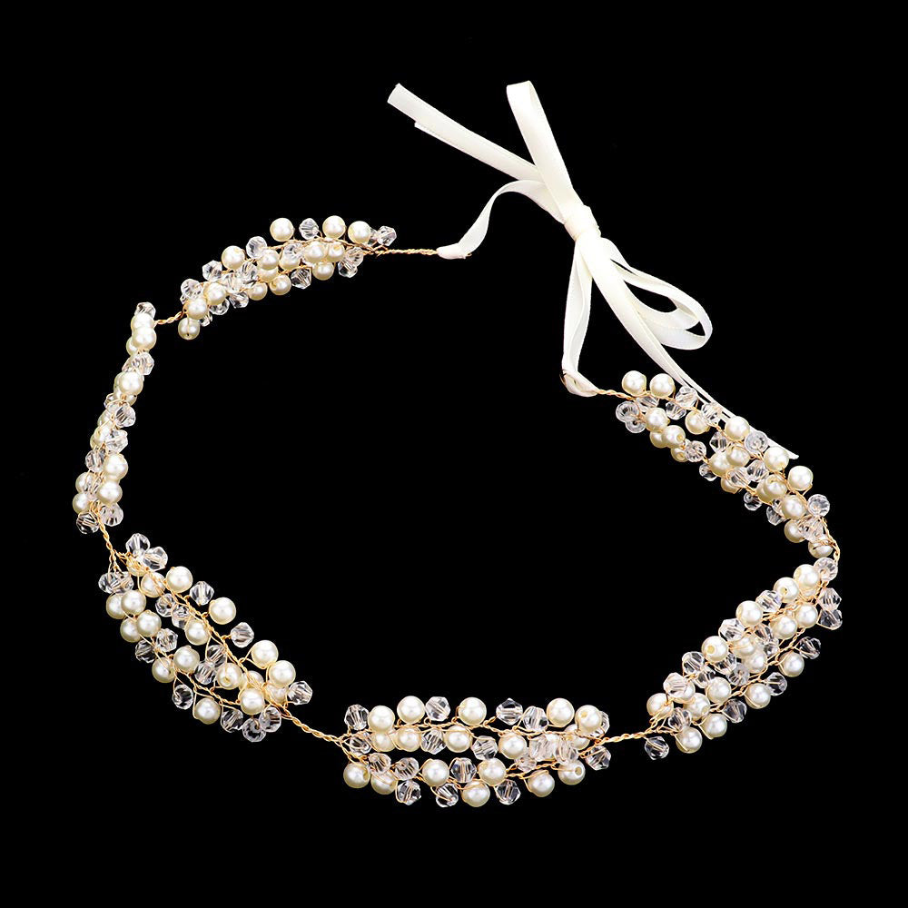 iLLASPARKZ Pearl Embellished Vine Wrap Headpiece