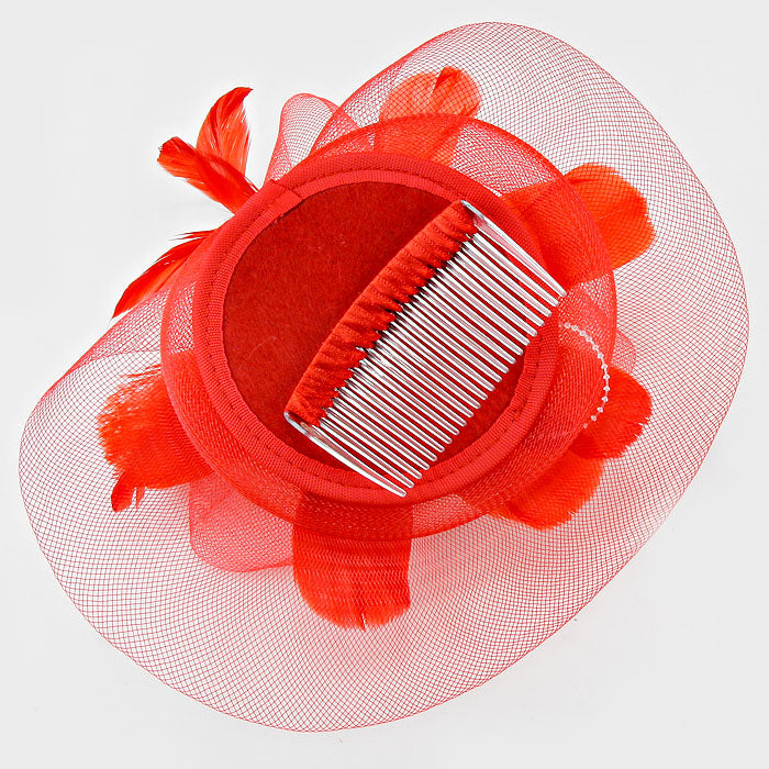 iLLASPARKZ Feather Accented Floral Net Hair Comb Fascinator