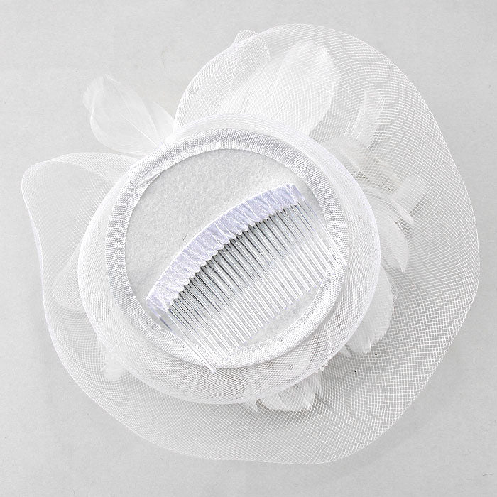 iLLASPARKZ Feather Accented Floral Net Hair Comb Fascinator