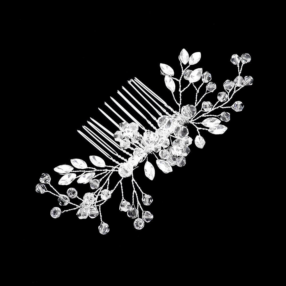 iLLASPARKZ Glass Beads Flower Leaf Hair Comb