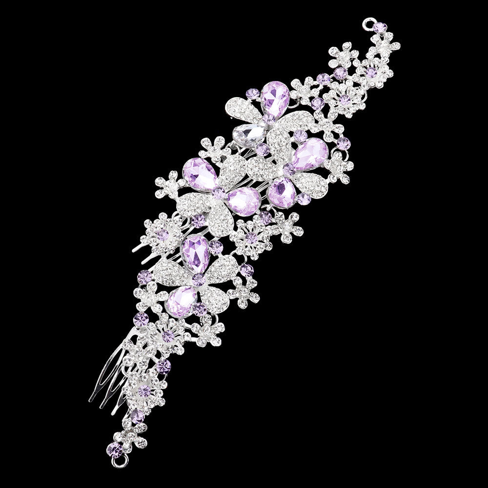 iLLASPARKZ Teardrop Crystal Bead Floral Bun Wrap Headpiece