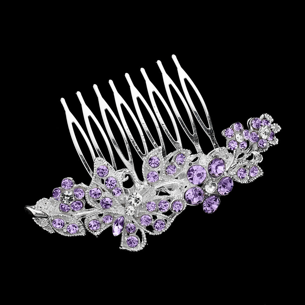 iLLASPARKZ Stone Embellished Butterfly Flower Accented Hair Comb