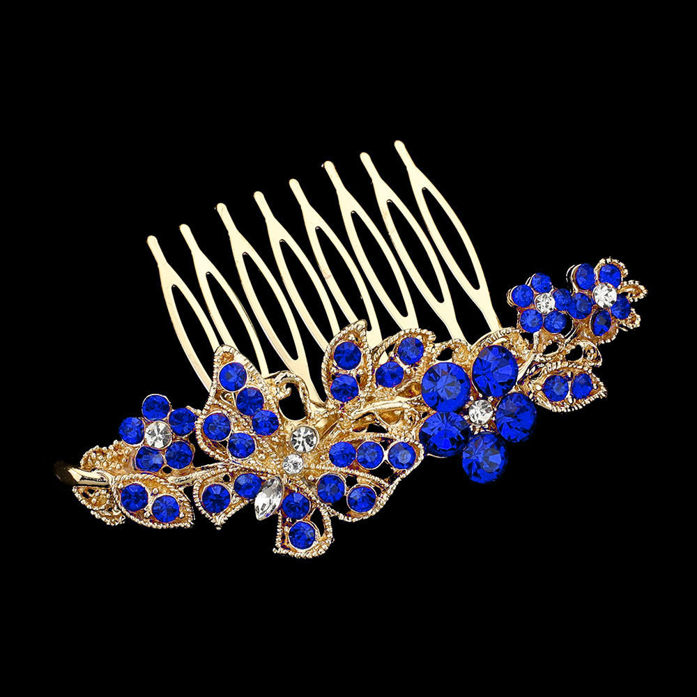 iLLASPARKZ Stone Embellished Butterfly Flower Accented Hair Comb