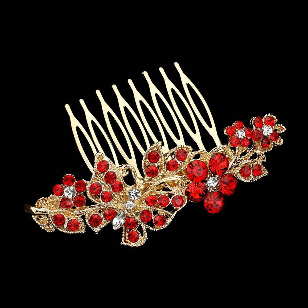 iLLASPARKZ Stone Embellished Butterfly Flower Accented Hair Comb