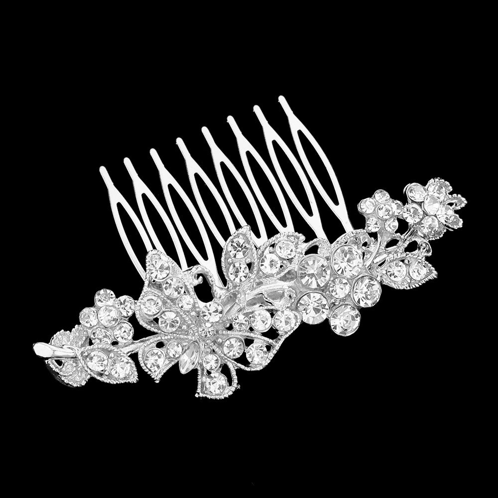 iLLASPARKZ Stone Embellished Butterfly Flower Accented Hair Comb