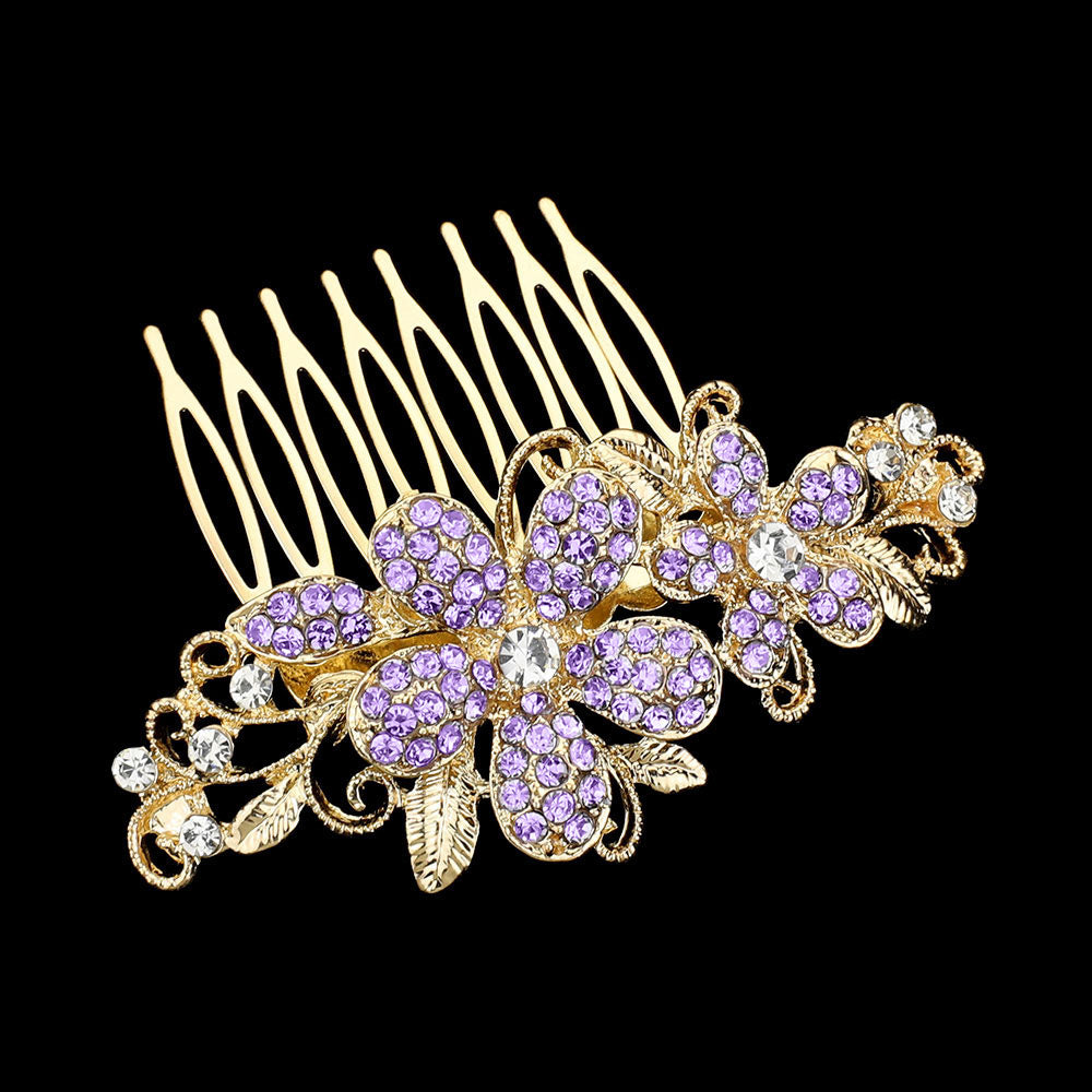 iLLASPARKZ Stone Paved Flower Accented Hair Comb